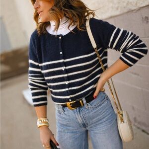 Sézane Navy Striped Sweater